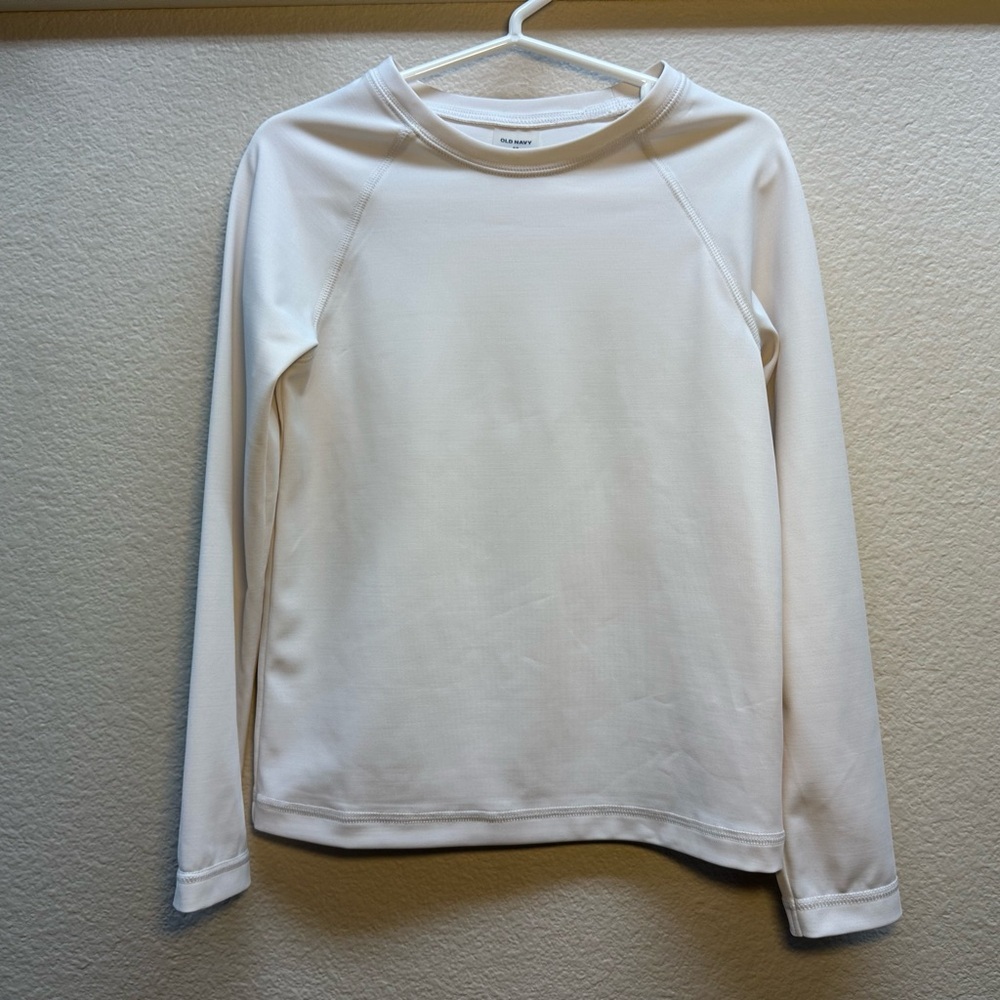 White Long Sleeve Boys Rash Guard-Old Navy